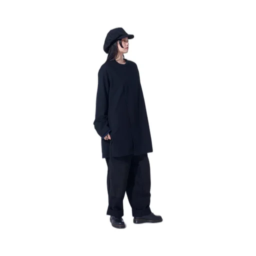 Airy Jersey Front Layer Band Collar Shirt