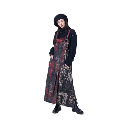 Floral Jacquard Pleated Shoulder Strap Dress