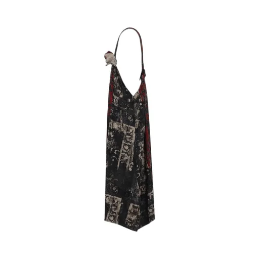 Floral Jacquard Pleated Shoulder Strap Dress