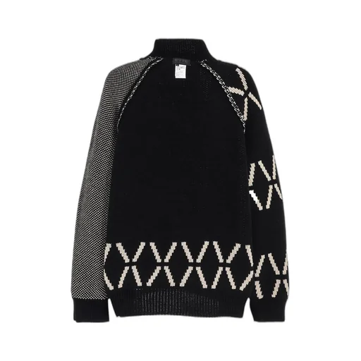 Bulky Wool Birds Eye Reversible High Neck Knit