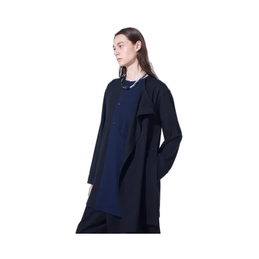 Airy Jersey Front Layer Band Collar Shirt
