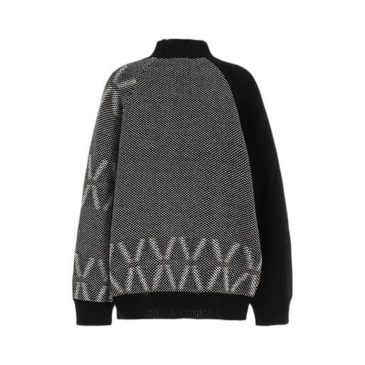 Bulky Wool Birds Eye Reversible High Neck Knit