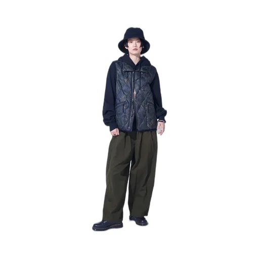 Cotton Drill Drawstring Wide Pants