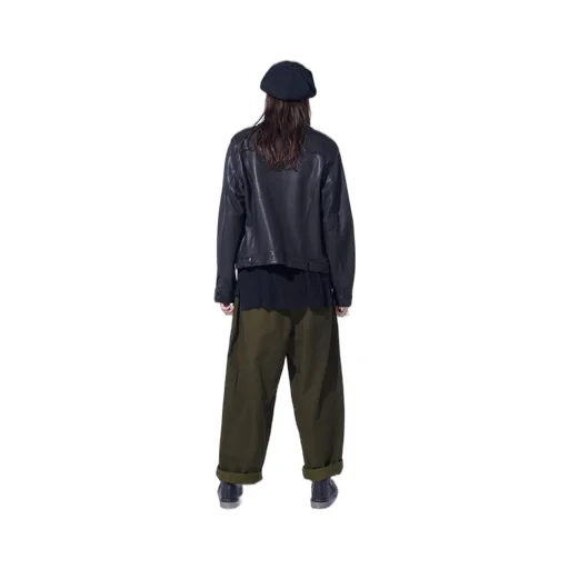 Cotton Drill Drawstring Wide Pants