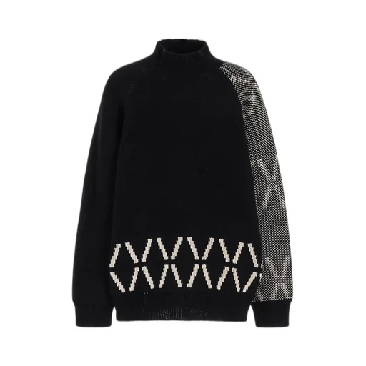 Bulky Wool Birds Eye Reversible High Neck Knit