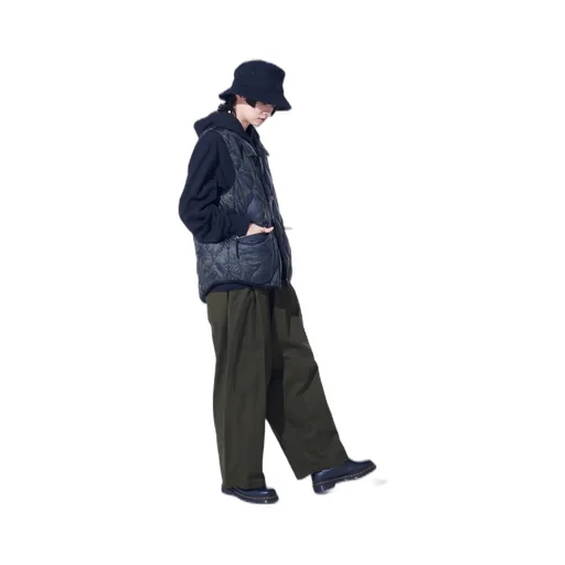 Cotton Drill Drawstring Wide Pants