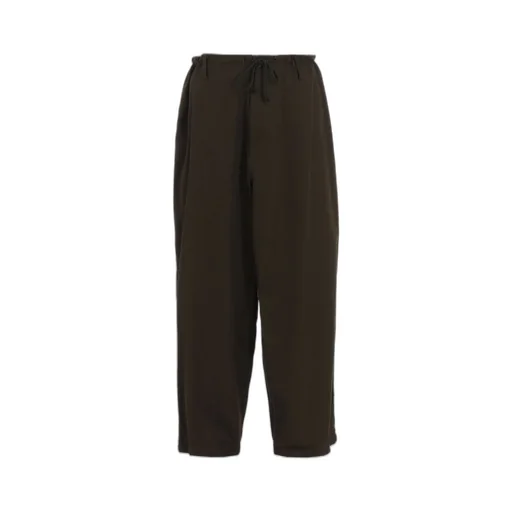 Cotton Drill Drawstring Wide Pants