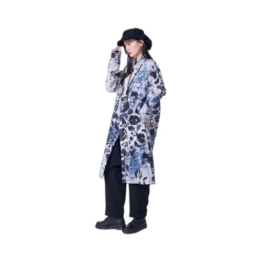 Floral Print Button Slits Long Shirt