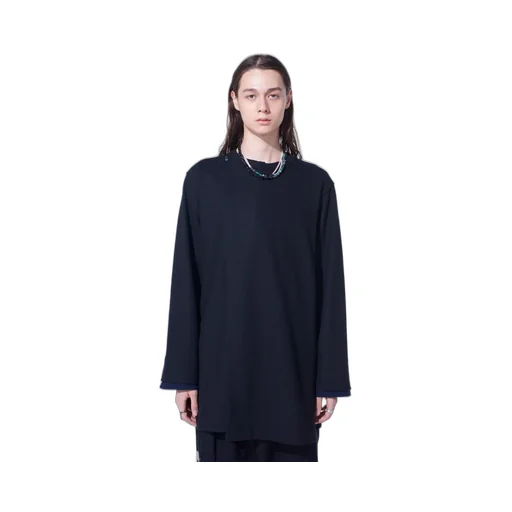 Airy Jersey Front Layer Band Collar Shirt