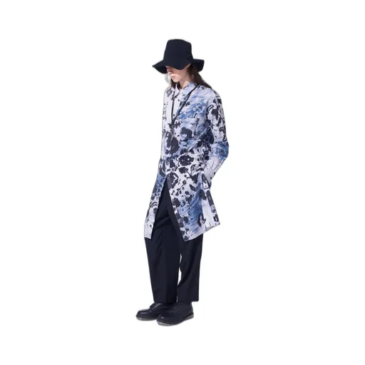 Floral Print Button Slits Long Shirt