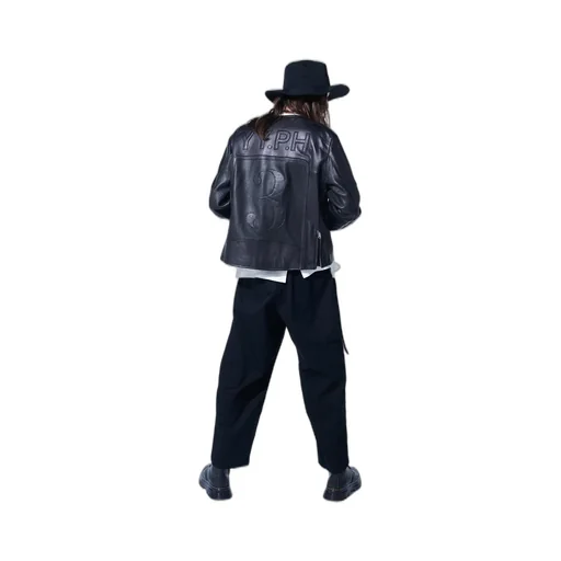 Semi-Vegetable Tanned Sheep Leather Collarless Motorcycle Jacket