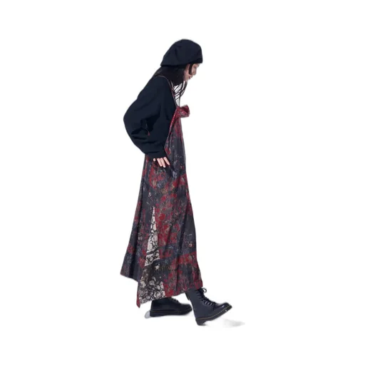 Floral Jacquard Pleated Shoulder Strap Dress