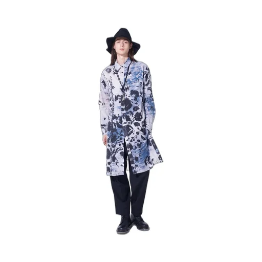 Floral Print Button Slits Long Shirt