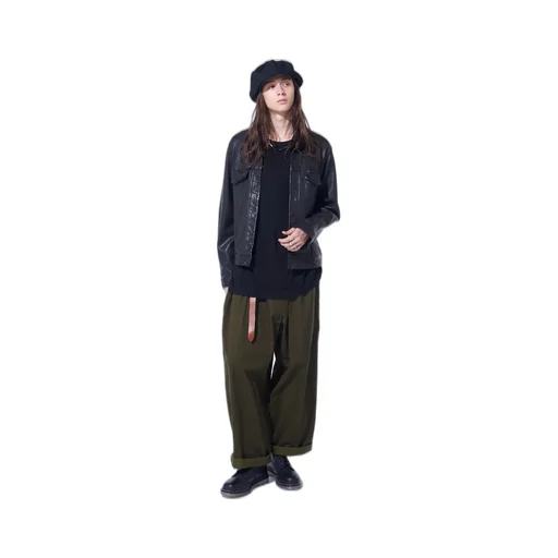 Cotton Drill Drawstring Wide Pants