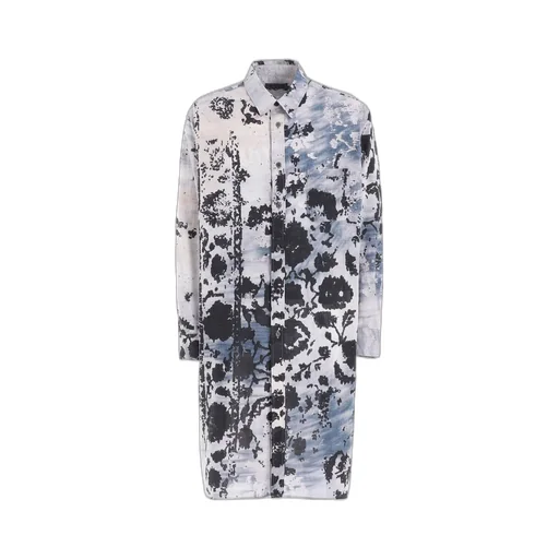 Floral Print Button Slits Long Shirt
