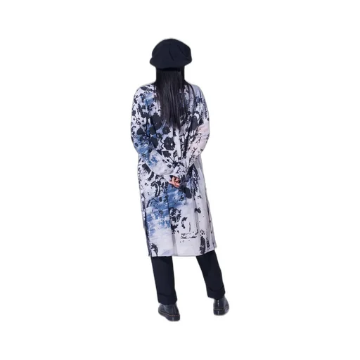 Floral Print Button Slits Long Shirt
