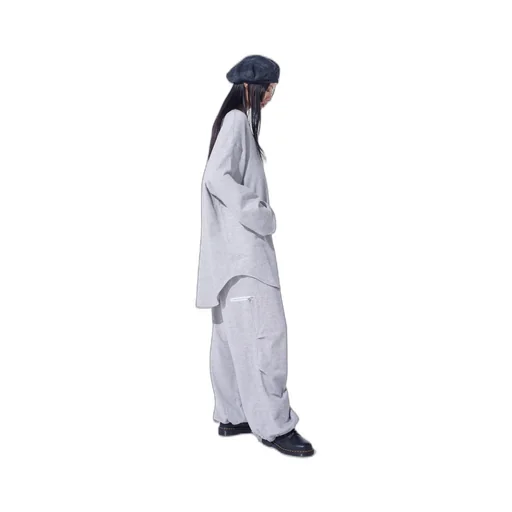 French Terry Knee Tuck Wide Pants