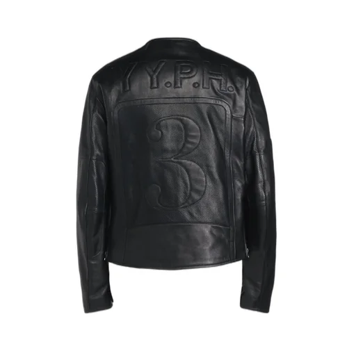 Semi-Vegetable Tanned Sheep Leather Collarless Motorcycle Jacket