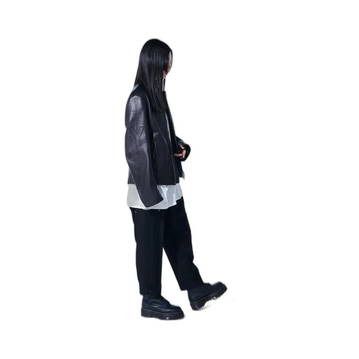 Semi-Vegetable Tanned Sheep Leather Collarless Motorcycle Jacket