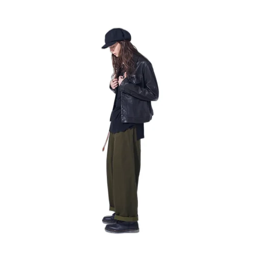 Cotton Drill Drawstring Wide Pants
