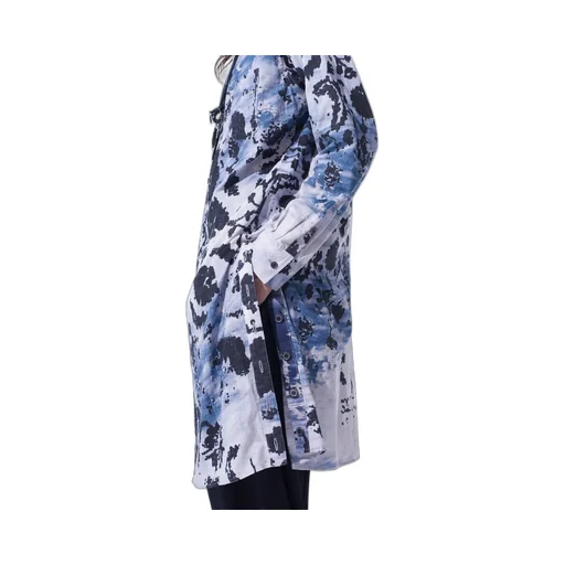 Floral Print Button Slits Long Shirt