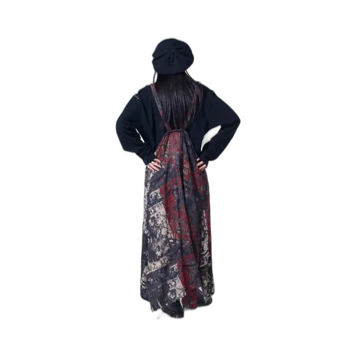 Floral Jacquard Pleated Shoulder Strap Dress