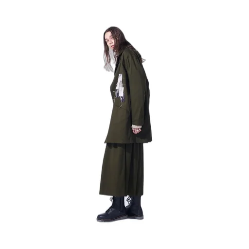 Cotton Drill Applique Long Jacket Boro