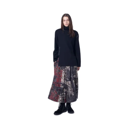 Airy Jersey Blind Stitch High Neck Long-Sleeve T-Shirt