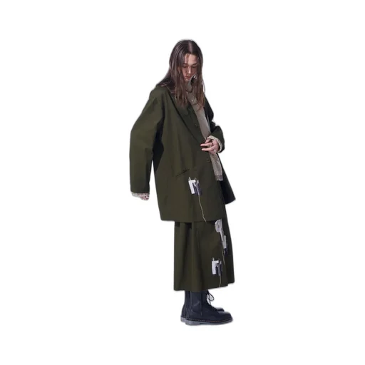 Cotton Drill Applique Long Jacket Boro