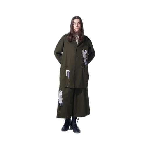 Cotton Drill Applique Long Jacket Boro