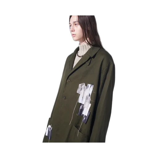 Cotton Drill Applique Long Jacket Boro