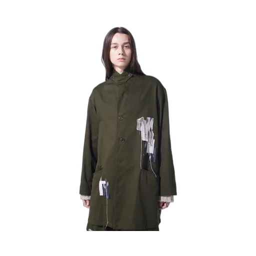 Cotton Drill Applique Long Jacket Boro