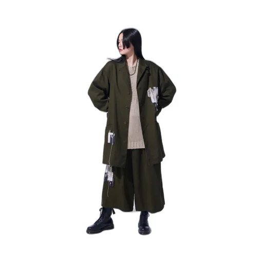 Cotton Drill Applique Long Jacket Boro