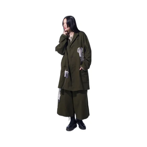 Cotton Drill Applique Long Jacket Boro
