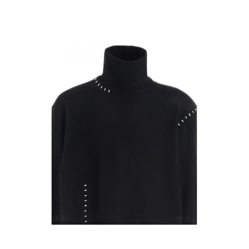 Airy Jersey Blind Stitch High Neck Long-Sleeve T-Shirt