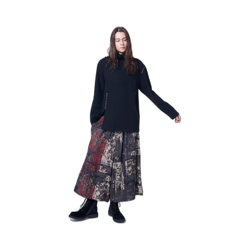 Airy Jersey Blind Stitch High Neck Long-Sleeve T-Shirt