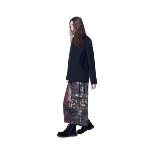 Airy Jersey Blind Stitch High Neck Long-Sleeve T-Shirt