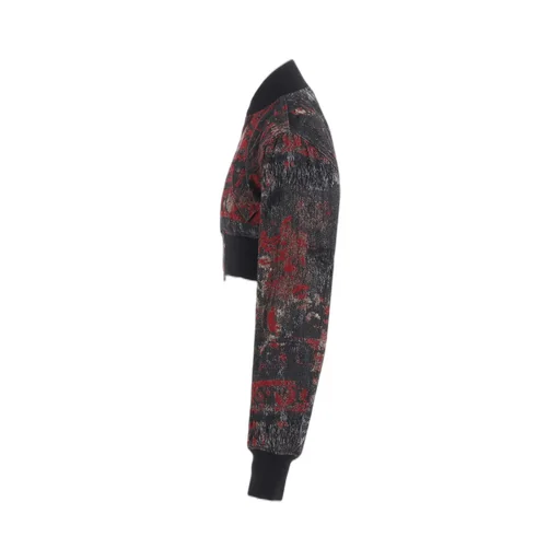 Floral Jacquard Cropped Bomber Jacket
