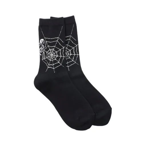 Cotton Plain Stitch Spider Web Socks