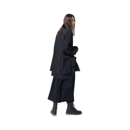 Crepe De Chine Cropped Wide Pants With Gusseted Flap Pocket