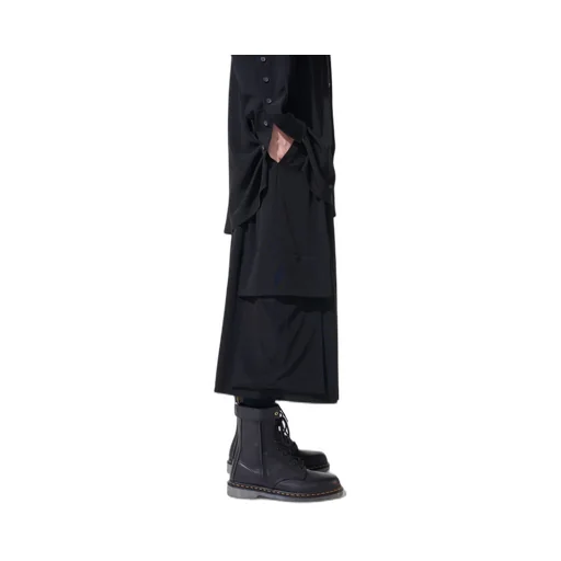 Crepe De Chine Cropped Wide Pants With Gusseted Flap Pocket