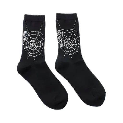 Cotton Plain Stitch Spider Web Socks