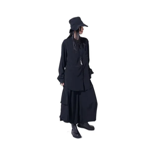Crepe De Chine Cropped Wide Pants With Gusseted Flap Pocket
