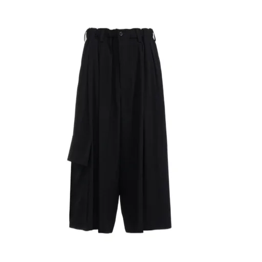Crepe De Chine Cropped Wide Pants With Gusseted Flap Pocket