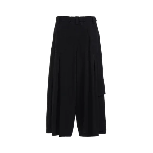 Crepe De Chine Cropped Wide Pants With Gusseted Flap Pocket