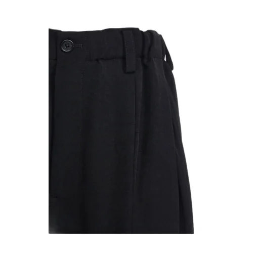 Crepe De Chine Cropped Wide Pants With Gusseted Flap Pocket