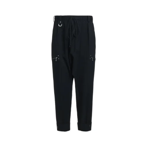 Washer Finished Wool Gabardine Studs Slim Sarouel Pants