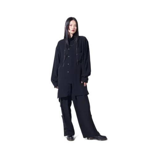 Crepe De Chine Button-Slit Pants