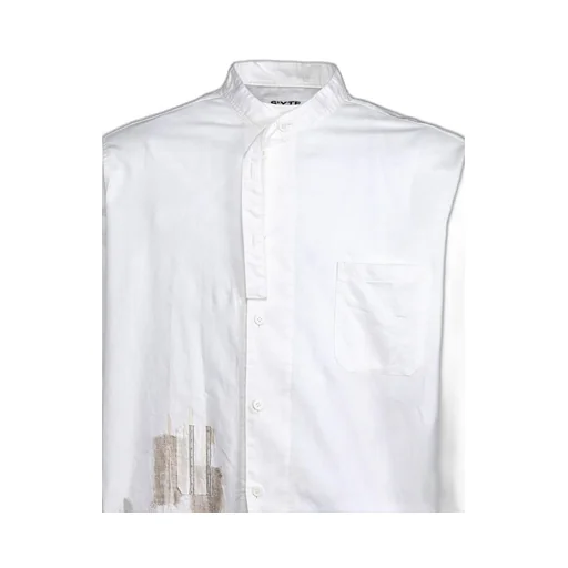 Cotton Twill Applique Stand Collar Shirt Boro