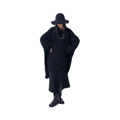 Rayon Jersey Collarless Long Cardigan